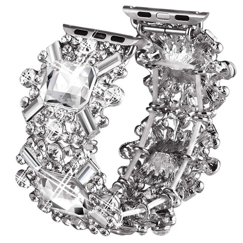 VIQIV Bling Bands Compatible with Apple Watch Band 38mm 40mm 41mm 42mm 44mm 45mm 49mm Iwatch Series SE 9 8 7 6 5 4 3 2 Ultra, Diamond Rhinestone Dressy Metal Bracelet Wristband Strap for Women - Image 4